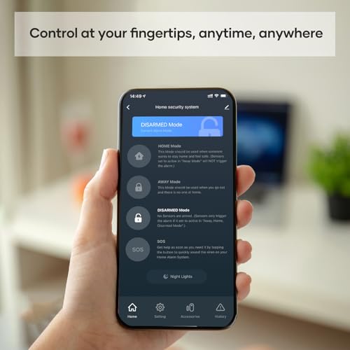 agshome alarme maison sans fil intelligent wifi alarme de porte, 1 alarme avec sirène, 5 capteurs de fenêtre et de porte, 2 télécommande, compatible avec alexa, google assistant