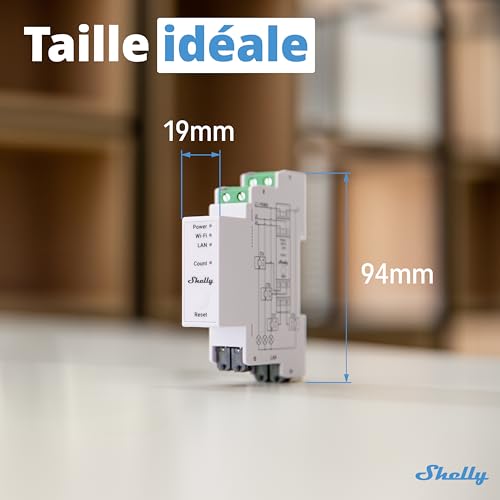 shelly pro 3em compteur électrique triphasé connecté 120a, lan, wi fi & bluetooth, compteur d'énergie photovoltaïque, montage sur rail din, 4 fils, modbus, app ios android