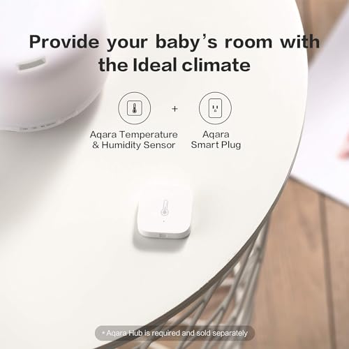 aqara capteur de température et d'humidité, nÉcessite aqara hub, zigbee, pour la surveillance à distance et la domotique, thermomètre hygromètre sans fil, compatible avec apple homekit, alexa, ifttt
