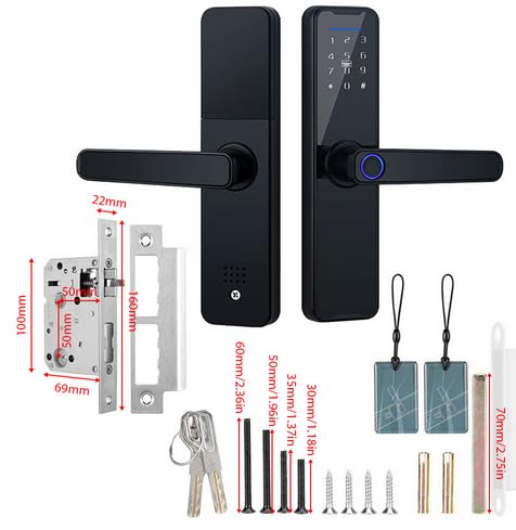 splenssy tuya serrure de porte intelligente à empreintes digitales, serrure de porte intelligente en alliage d'aluminium, déverrouillage des empreintes digitales/cartes/clé/code