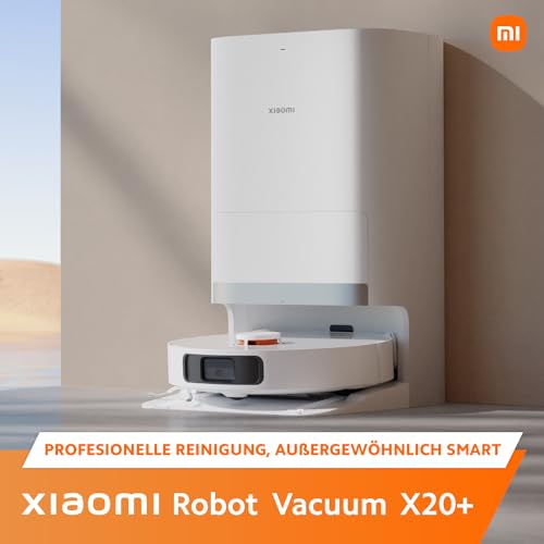 xiaomi robot vacuum x20+ aspirateur robot, station tout en un (puissance d'aspiration de 6000 pa ; 140 min autonomie ; autonettoyage, vidage, séchage et remplissage d'eau ; application/contrôle)