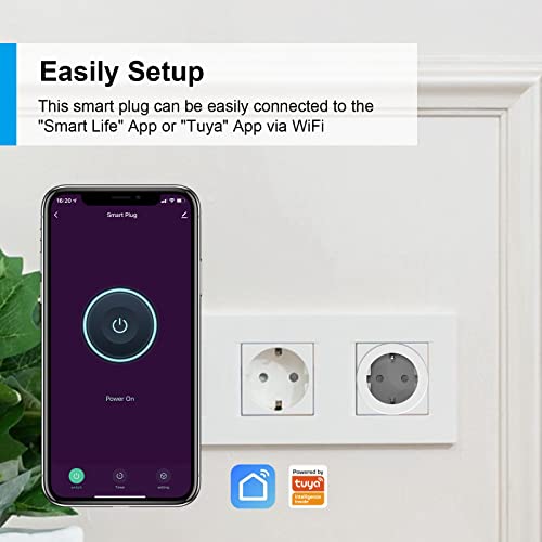 antela prise connectée wifi 16a 3680w mesure de consommation Électrique, prise intelligente compatible avec alexa/google home, app contrôle, horaires et minuterie
