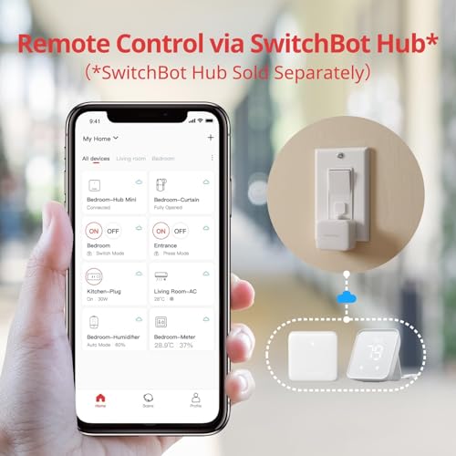 switchbot interrupteur intelligent bluetooth petit robot d'interrupteur avec app contrôle et minuteur programmable, ajouter switchbot hub pour le rendre compatible avec alexa et google home (blanc)