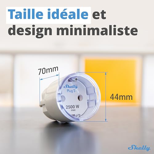 shelly plus plug s blanc | prise connectée wi fi programmable 12a | 2500 w | horaires & minuteur | compteur de consommation | télécomande | alexa & google home | app ios, android