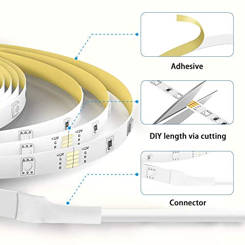 govee ruban led 5m, wifi bande led rgb multicolore, app contrôle, mode musique, led chambre compatible avec alexa et google home, décor pour maison cuisine salon fête