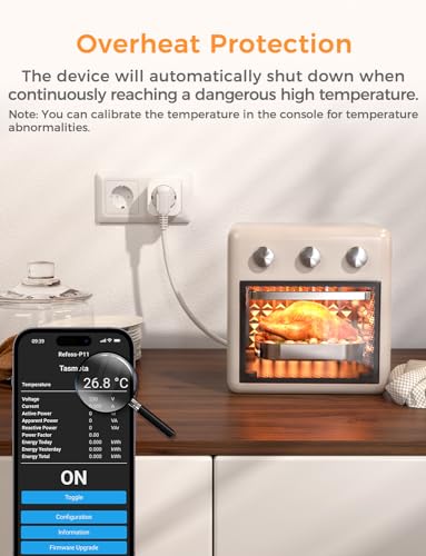refoss tasmota prise de courant avec compteur électrique, mini wlan esp8266 prise de courant compatible avec home assistant, zwave, iobroker, mqtt, domoticz