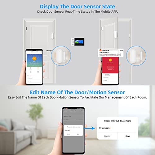 système d'alarme domestique sans fil, système de sécurité wi fi avec écran fulltouch sans fil de 4,3" fonctionne avec alexa et google pour la maison, appartement