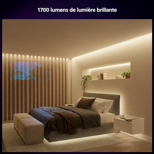 philips hue white and color ambiance, kit de base ruban led lightstrip 3 mètres smart led pour l'intérieur 1 pack contrôle avec hue app fonctionne avec alexa, google assistant et apple homekit