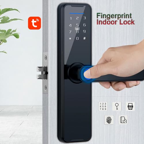 splenssy tuya serrure de porte intelligente à empreintes digitales, serrure de porte intelligente en alliage d'aluminium, déverrouillage des empreintes digitales/cartes/clé/code