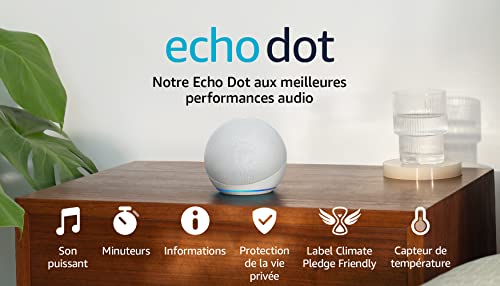 echo dot (nouvelle génération) | enceinte connectée bluetooth et wi fi au son puissant encore plus imposant, avec alexa | blanc