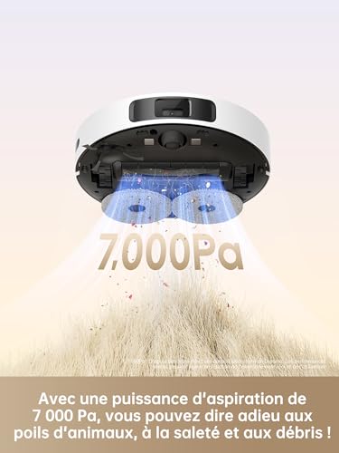 dreame l10s plus robot aspirateur laveur avec vidage automatique, stocke jusqu'à 90 jours de poussière, aspiration de 7 000 pa, serpillières à levage automatique, compatible avec siri/dreamehome