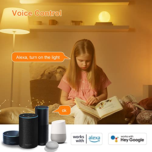 antela ampoule connectée wifi g45 e14 4.5w ampoule led intelligente rgb+cct 2700k 6500k compatible avec alexa, google home, télécommande, commande vocale, 4 pcs