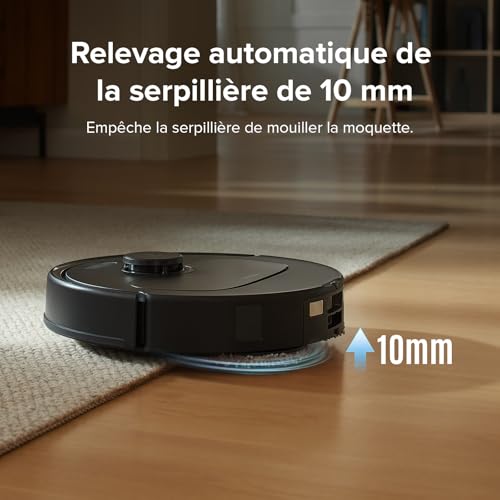 roborock qrevo s set aspirateur robot hyperforce 7000pa avec brosse anti enchevêtrements en caoutchouc, aspirateur laveur 200 tr/min double serpillière rotative relevable 10mm, multi station
