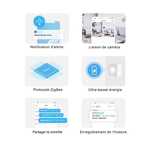 sonoff snzb 03 détecteur de mouvement zigbee, détecteur de mouvement sans fil permettant de recevoir des alertes ou de déclencher des lumières à allumer, sonoff pont zigbee requis, piles incluses