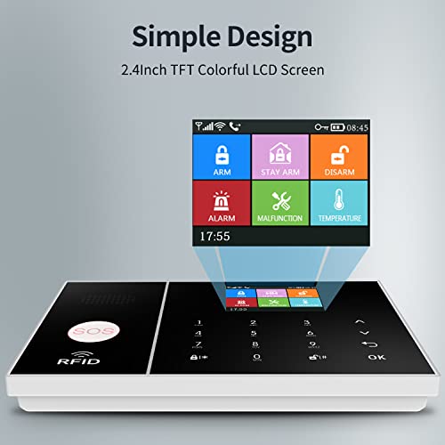 système d'alarme domestique sans fil, wifi, gsm, composeur, 100 zones, application (smart life tuya), compatible google home et alexa