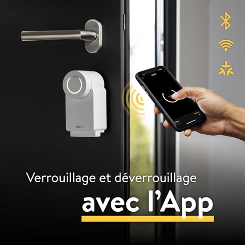 nuki smart lock (4è génération), serrure smart avec matter pour l’accès sans clé, sans travaux, la serrure électronique transforme votre smartphone en clé, blanc