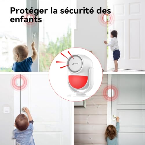 cpvan alarme maison sans fil, 2.4ghz wifi pir détecteur de mouvement avec alertes app,9 pièces pir alarme hôte,6 capteurs de porte/fenêtre,2 télécommandes