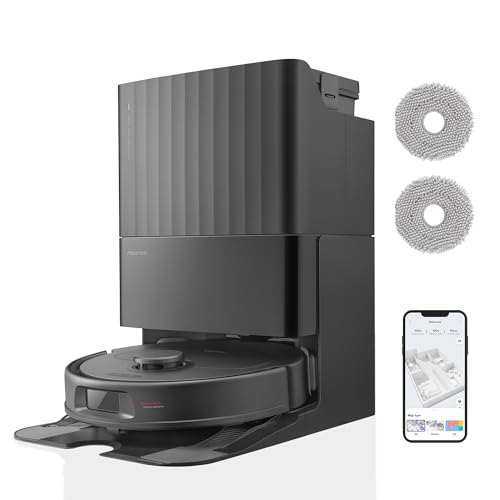 roborock qrevo s set aspirateur robot hyperforce 7000pa avec brosse anti enchevêtrements en caoutchouc, aspirateur laveur 200 tr/min double serpillière rotative relevable 10mm, multi station