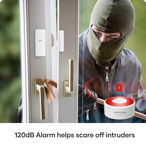 agshome alarme maison sans fil avec camera1080p pour des scénarios de sécurité intelligents, 120db alarme maison connectée 2.4ghz, kit alarme maison sans fil avec camera 9pack compatible avec alexa