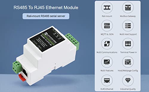 rs485 vers rj45 ethernet serveur série convertisseur tcp/ip vers série module support modbus gateway, mqtt/json vers modbus, et modes de communication multiples, support de montage sur rail