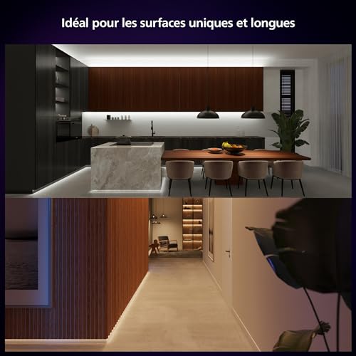 philips hue white and color ambiance, kit de base ruban led lightstrip 3 mètres smart led pour l'intérieur 1 pack contrôle avec hue app fonctionne avec alexa, google assistant et apple homekit