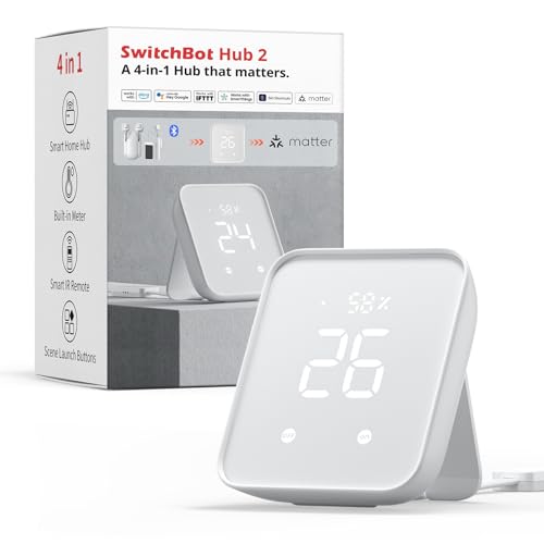 switchbot hub 2 thermomètre hygromètre wifi, télécommande ir, intelligente ainsi qu'un capteur de lumière. reliez au wi fi (2.4ghz), compatible avec alexa&google assistant