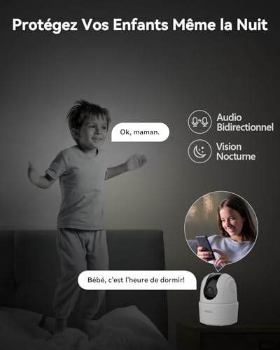 imou 2k(3mp) caméra surveillance wifi intérieure caméra 360° connectée smartphone avec détection humaine ai suivi intelligent sirène audio bidirectionnel compatible alexa pour bébé/animaux