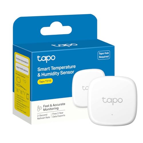 tapo détecteur de température et d'humidité connecté tapo t310, durée de vie de la batterie de 1 an et plus, notification d'application instantanée, tapo hub requis