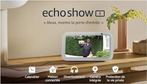 echo show 5 (nouvelle génération) | Écran tactile connecté compact avec alexa pour le contrôle de votre maison connectée et bien plus | bleu gris