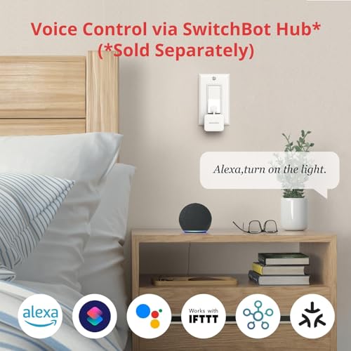 switchbot interrupteur intelligent bluetooth petit robot d'interrupteur avec app contrôle et minuteur programmable, ajouter switchbot hub pour le rendre compatible avec alexa et google home (blanc)