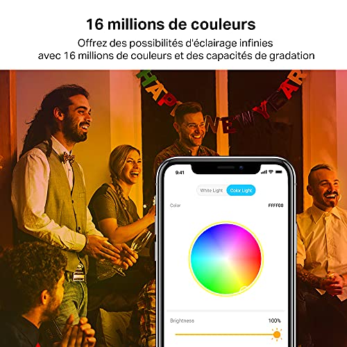 tapo ruban led connecté wifi rgb 5m, bande led chambre multicolore, haute luminosité et durable, contrôle via wifi app, commande vocale, compatible avec alexa et google home, tapo l900 5