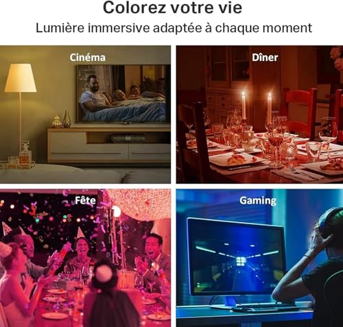 tapo ampoule connectée wifi, ampoule led e27 multicolore 2500k 6500k, dimmable 8.7 w 806lm, compatible avec alexa et google home, commande vocale, economie d'énergie, tapo l530e(2 pack)