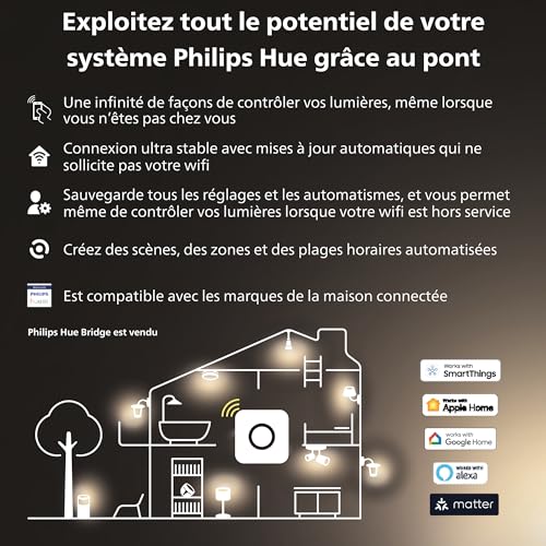 philips hue white ambiance, ampoule led connectée e27 équivalent 75w, compatible bluetooth, pack de 2