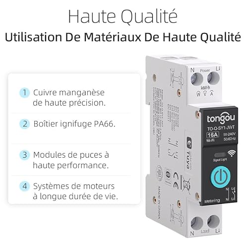 interrupteur connecté,16a diy interrupteur intelligent compatible avec alexa,google assistant,tuya/smart life app contrôle à distance,commutateur wifi avec mesure,commande vocale et fonction de temps