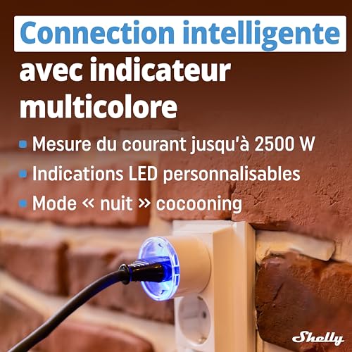 shelly plus plug s blanc | prise connectée wi fi programmable 12a | 2500 w | horaires & minuteur | compteur de consommation | télécomande | alexa & google home | app ios, android