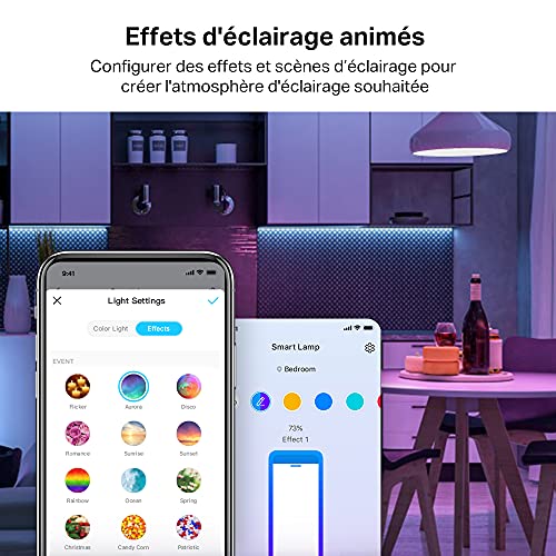 tapo ruban led connecté wifi rgb 5m, bande led chambre multicolore, haute luminosité et durable, contrôle via wifi app, commande vocale, compatible avec alexa et google home, tapo l900 5