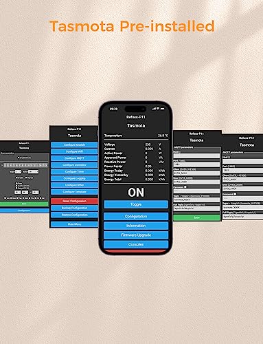 refoss tasmota prise de courant avec compteur électrique, mini wlan esp8266 prise de courant compatible avec home assistant, zwave, iobroker, mqtt, domoticz