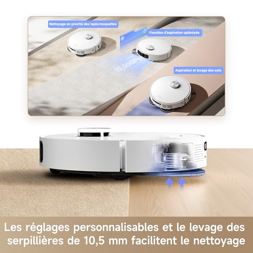 dreame l10s ultra gen 2 robot aspirateur laveur 10 000 pa, technologie mopextend roboswing, base entièrement automatique, mode animaux, 32 réglages de niveau d'eau, système de lavage des sols duoscrub
