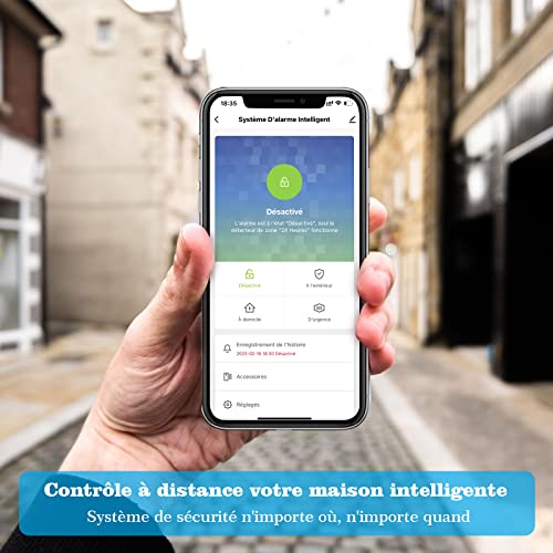 yiseele alarme maison sans fil, 5g wifi systèmes sécurité pour la maison avec app, 16 pièces kit alarme avec 120db sirène – pour camping car, garage, bureau, compatible avec alexa, google