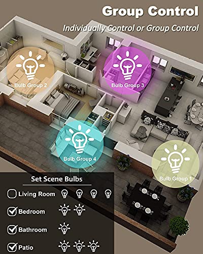 antela ampoule connectée wifi e27 led multicouleurs rgb + cct 2700k 6500k, compatible avec alexa/google home, ampoule intelligente pas besoin de hub, 4 pcs