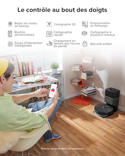 roborock q5 pro+ aspirateur robot avce base, duoroller, vidage automatique, 5500pa, 2.5l sac à poussière, 180ml réservoir, robot aspirateur sans fil, navigation lidar precisense, app noir