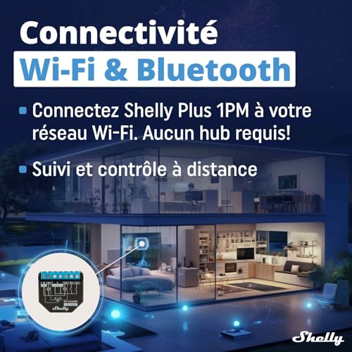 shelly plus 2pm interrupteur volet roulant connecté, 2 canaux 16a, wi fi & bluetooth, compteur de consommation d'énergie, alexa & google home, app ios android (lot de 2)