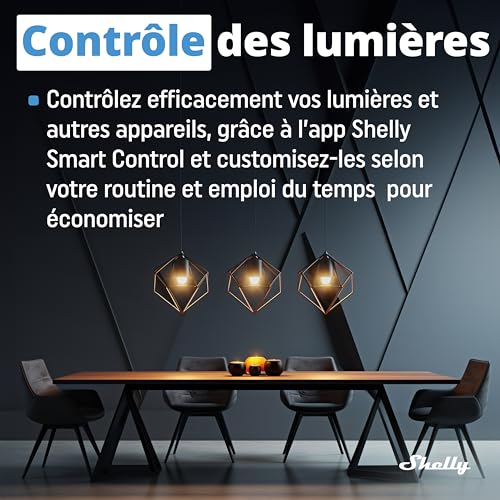 shelly 1 mini gen3 mini relais interrupteur sans fil, contacts secs, wi fi & bluetooth, 1 canal 8a, commande portail, lumières, alexa & google home, app ios android, sans hub (lot de 2)