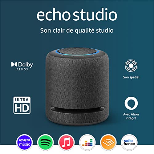 echo studio (nouvelle génération) | notre enceinte connectée bluetooth et wi fi aux meilleures performances audio | avec dolby atmos, son spatial, hub connecté et alexa | anthracite