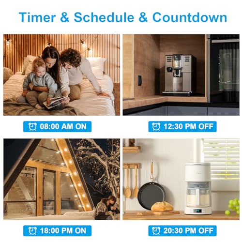 antela prise connectée alexa 16a 2,4/5ghz wifi mesure de consommation Électrique compatible avec google home, smart life app, horaires et minuterie, 4pcs blanc