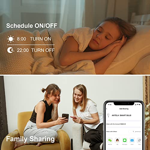 antela ampoule connectée wifi e27 a65 12w 1320lm led intelligente rgb+cct 2700k 6500k compatible avec alexa, google home, commande vocale, 2 pcs