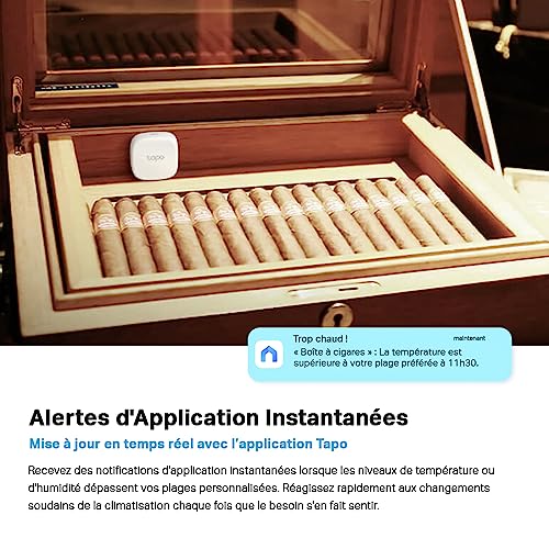 tapo détecteur de température et d'humidité connecté tapo t310, durée de vie de la batterie de 1 an et plus, notification d'application instantanée, tapo hub requis
