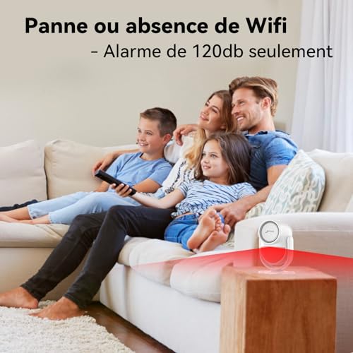 cpvan alarme maison sans fil, 2.4ghz wifi pir détecteur de mouvement avec alertes app,9 pièces pir alarme hôte,6 capteurs de porte/fenêtre,2 télécommandes