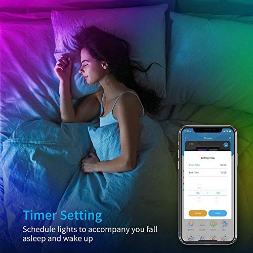govee ruban led 5m, wifi bande led rgb multicolore, app contrôle, mode musique, led chambre compatible avec alexa et google home, décor pour maison cuisine salon fête