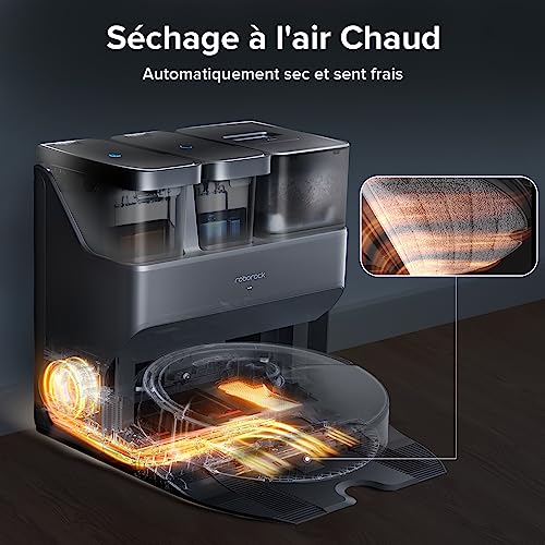roborock s7 max ultra robot aspirateur laveur avec station 5500pa, lavage/séchage/remplissage automatique avec Évitement actif d'obstacles/commande vocale/app noir